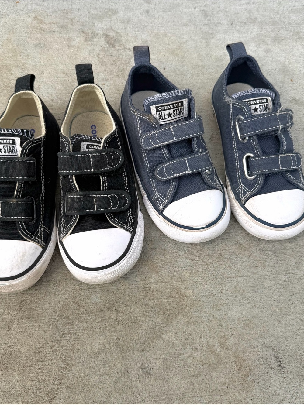 Converse Kids Double-Strap Canvas Sneakers - Black and Navy